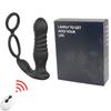 Blue Remote Control Anal Prostate Vibrator with Double Ring Lock and Telescopic Function