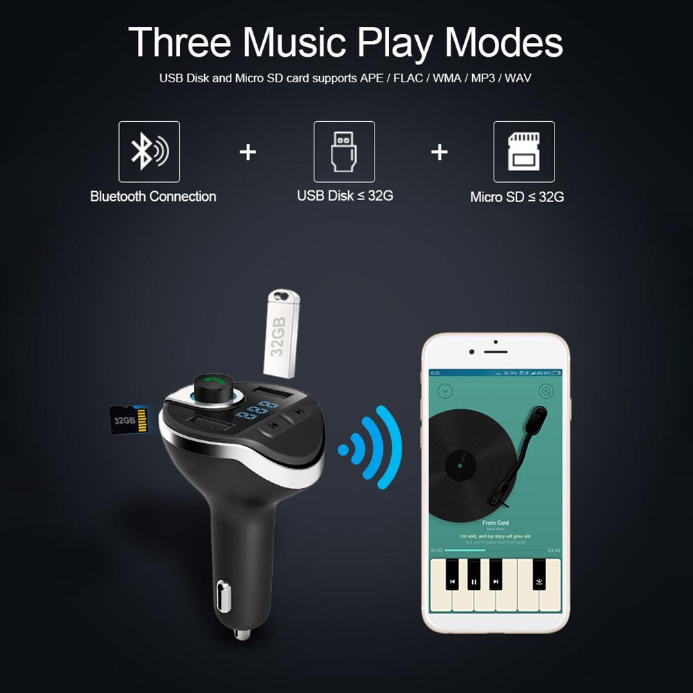 Car Hands-free FM Transmitter Bluetooth MP3 Player Car Kit Dual USB Car Charger Support TF Card/U Disk Music Play