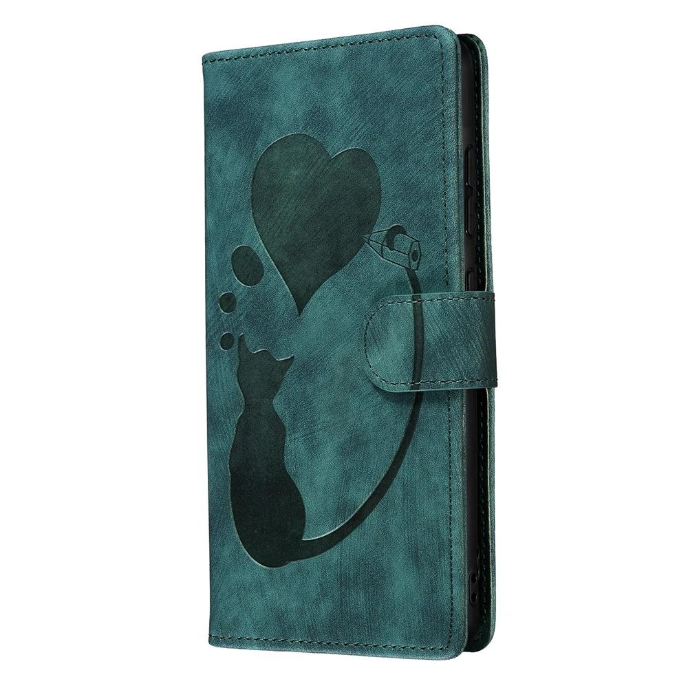 Capa Flip de Couro para Funda Samsung Galaxy A56 A36 A16 A26 A55 A35 A25 A15 A54 A34 5G Capas Carteira Gatinho Fofo 3D Capa de Telefone Mulheres