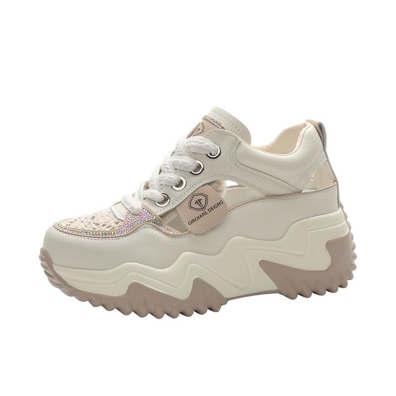 2025 Summer New Versatile Thick-soled Hollow Bag Head Sandals Women's Casual Breathable Little White Shoes Muffin Bottom Increased
