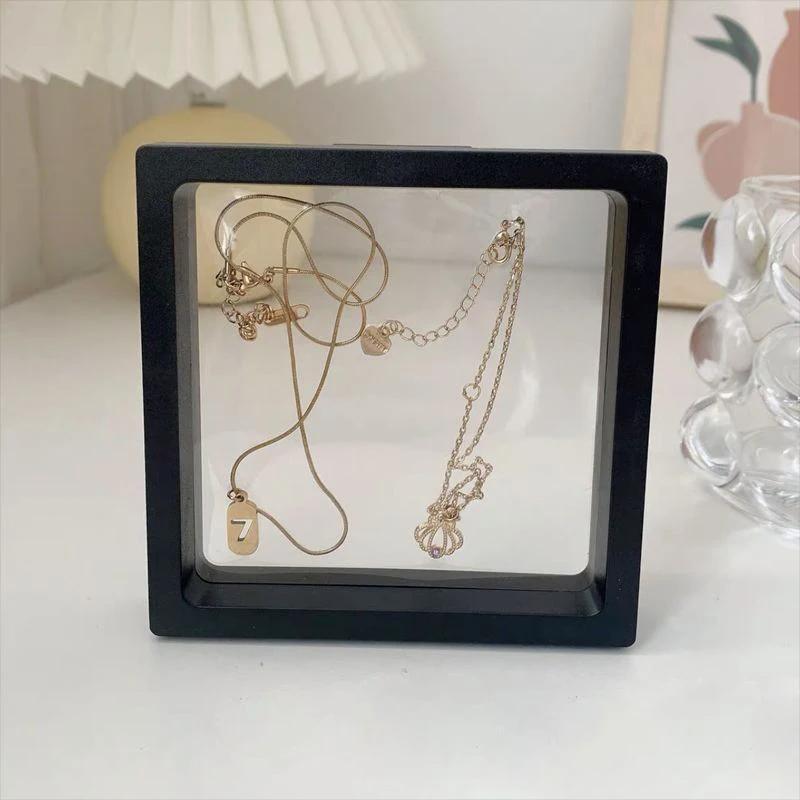 10 ks PE fóliový box na šperky 3D obalový box Samostatně stojící Plovoucí rámeček Kroužek s membránou Držák na vystavení náušnic a náhrdelníků