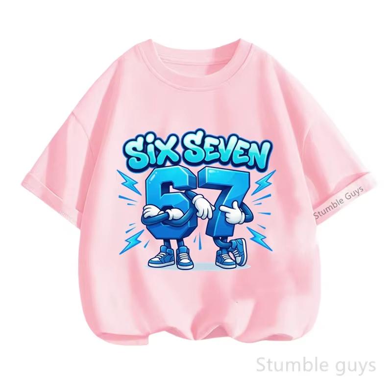 Kinder Weiß SECHS SIEBEN 67 Blitz Grafik T-Shirt Weiche Baumwolle Spiel Tee für Jungen Mädchen tk0180