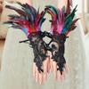 Retro Sequins Feather Lace Gloves Gothic Women Halloween Arm Sleeves Halloween Feather Gloves  Ball