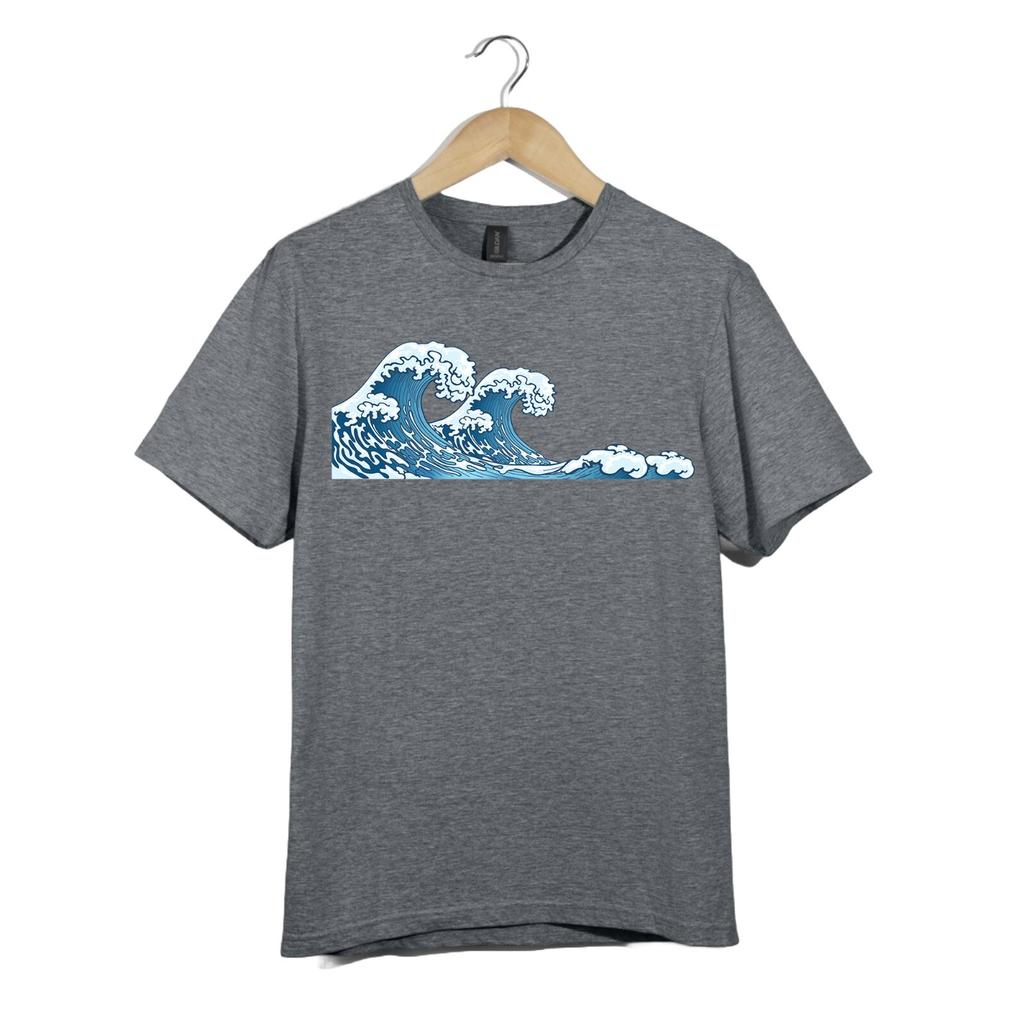 Men's Summer Tee Cotton Japanese Great Wave Style Ocean Art Unisex T-Shirt | Hokusai Surf Graphic Tee