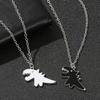 Cute Dinosaur Couple Necklace Lovers Paired Pendants Stainless Steel Neck Chain