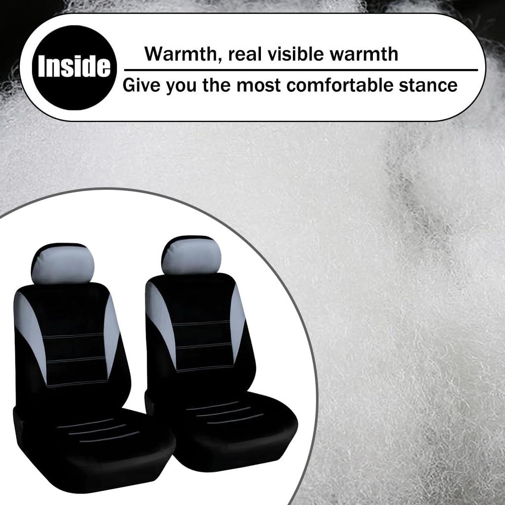 4PCS Car Seat Covers, Automotive Interior Full Set Non-Slip Waterproof Seat Cushion Protectors for Front Seats with Headrest Covers, Universal for