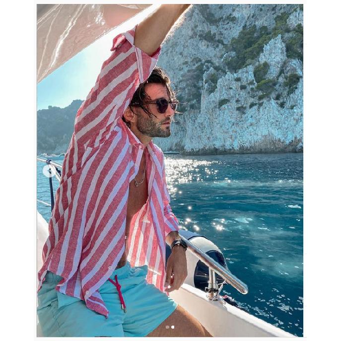 

Мужская новая полосатая рубашка с отложным воротником и длинными рукавами, свободная повседневная рубашка в пляжном стиле XXXL розовый