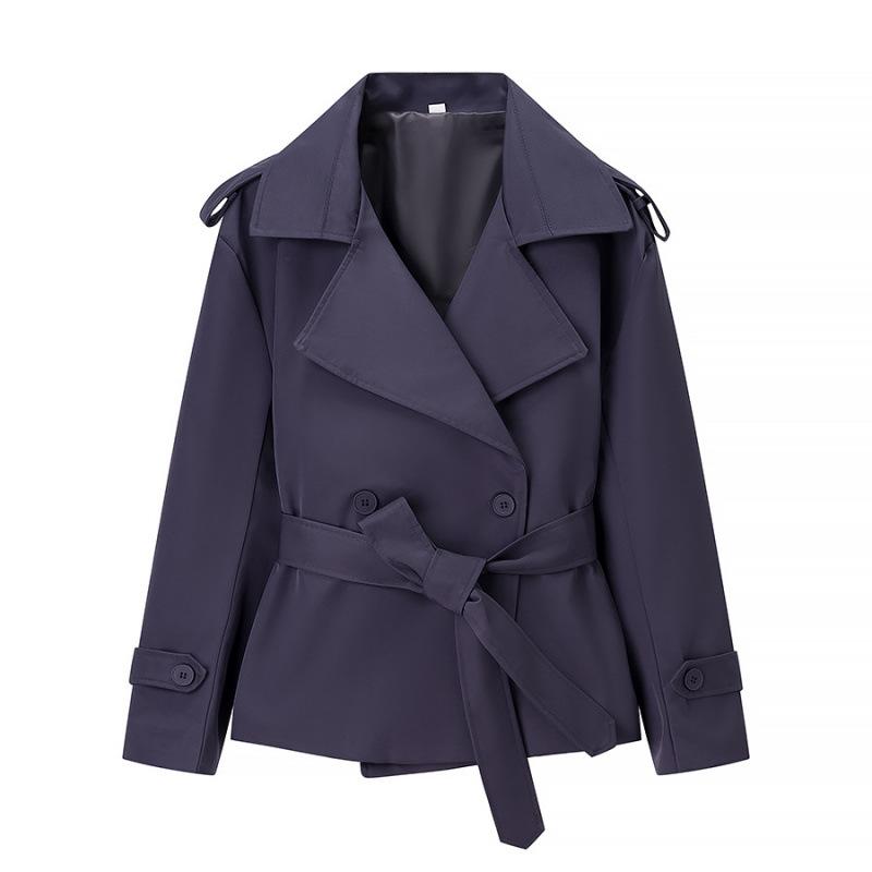 Solid Lapel Lace Up Trench Coat Women Fashion Full Sleeve Waist Cinching Street Windbreak Spring Office Lady Chic Outwear