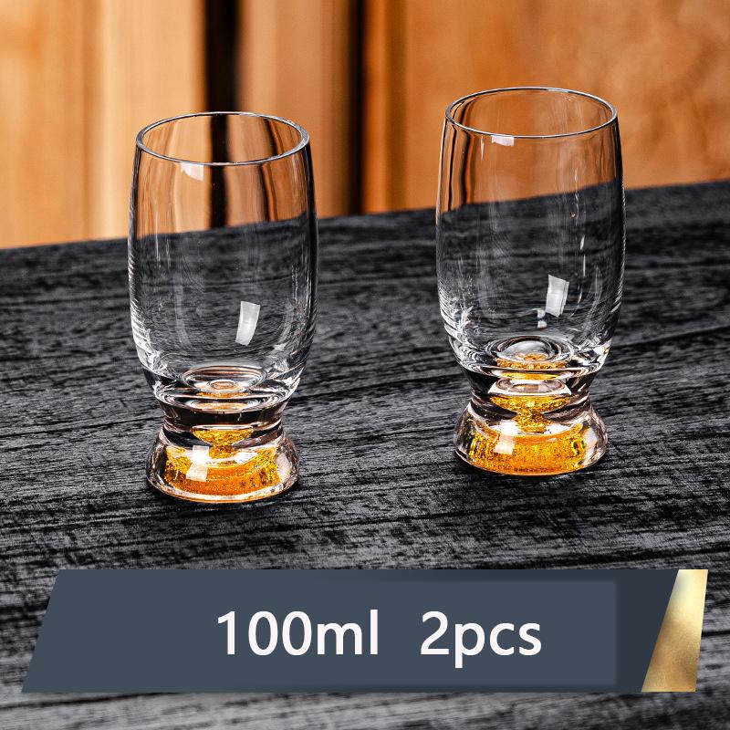 2/4/6pcs Crystal Liquor Glasses Set 100ml Vodka Shot Glass Wine Glasses Golden Whiskey Glass Spirits Sake Soju Brandy Tea Cup