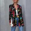 European & American Women's Mid-Length Printed Casual Blazer - Spring/Autumn 2024 Fashion