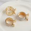 1pcs Women's Gold Round Hair Clips With Rhinestones For High Ponytail Fixation, Anti-Slip, Suitable For Daily Wear, Home, Outdoor, Commute