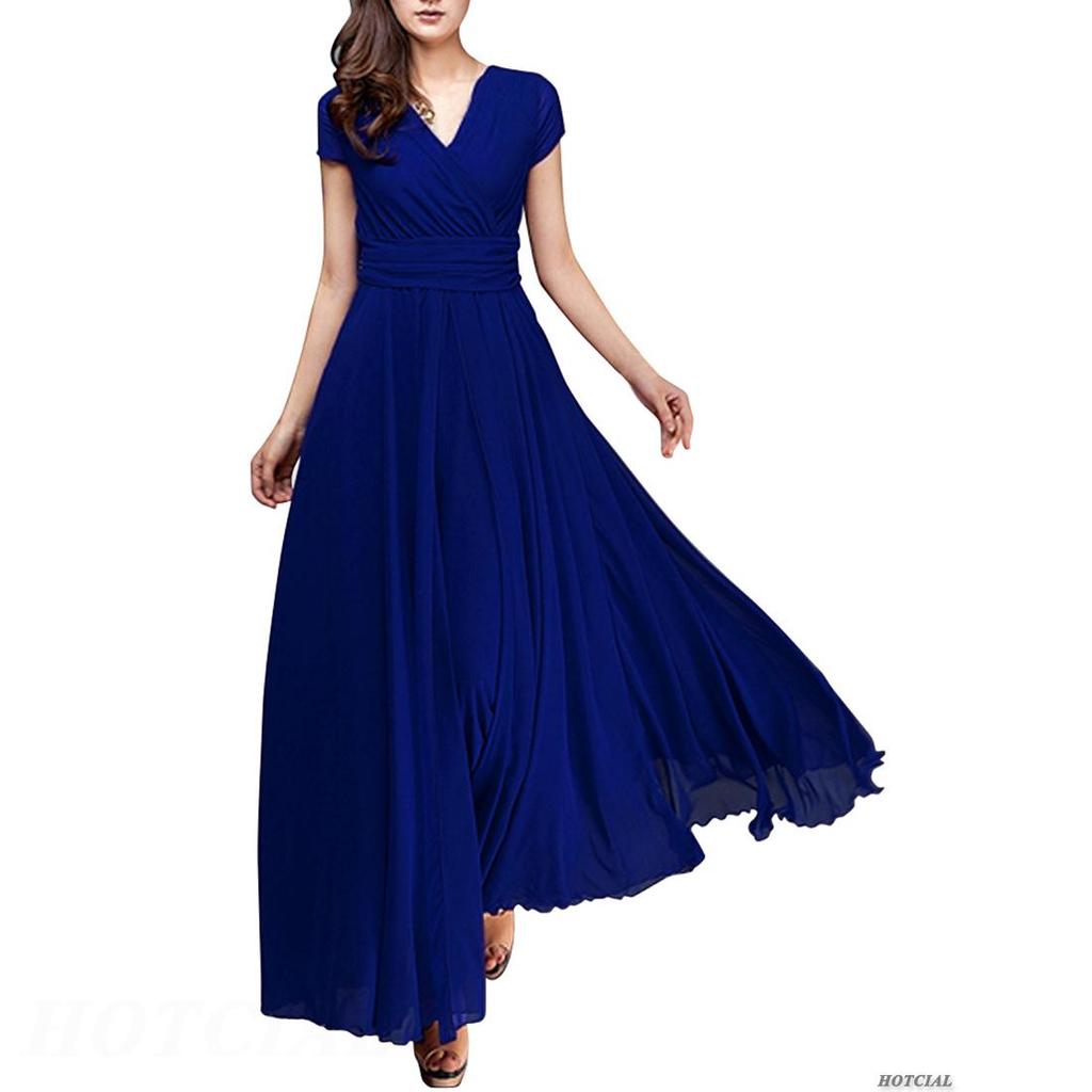 נשים בגדי נשים שרוולים קצרים סקסי מועדון Boho שמלת חוף ליידי קיץ מסיבת צוואר V עמוק עמוק שמלת מקסי נשים