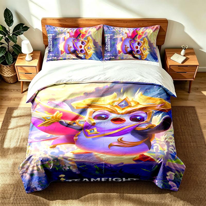 Teamfight Tactics (1) 3pc set suitable for master bedrooms soft and comfortable an ideal gift for family and friends Includes one duvet cover and two