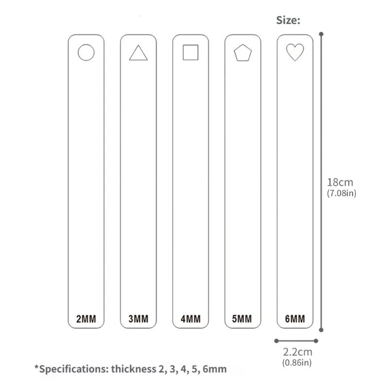 5Pcs Clear Acrylic Clay Thickness Measuring Tool Set Pottery Thickness Gauge Ruler For Clay Modeling Crafting Project
