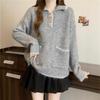 Loose Oversized Polo Neck Knit Sweater Women Plus Size Fall Winter Slim Fit Base Top