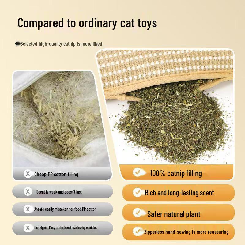 Sisal Catnip Pillow Toy: Bite-Resistant, Molar-Cleaning Cat Boredom Buster