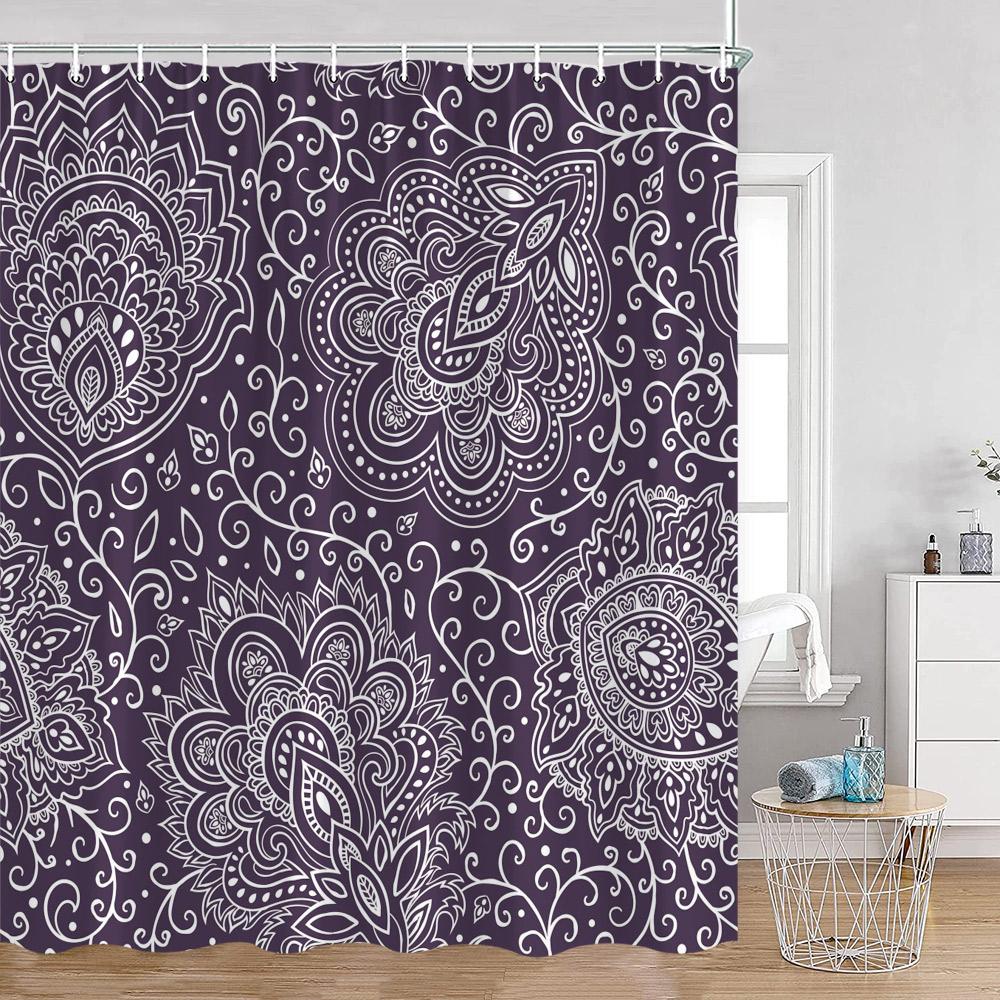 Bohemian Vintage Shower Curtains Mandala Boho Pattern Retro Bathroom Decorations Polyester Bath Curtain With Hooks