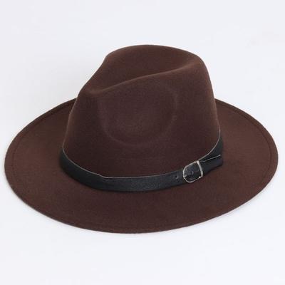 Universal Wide Brim Fedora Hat with Belt Soft Felt Jazz Cap Formal Hat Stage Performance
