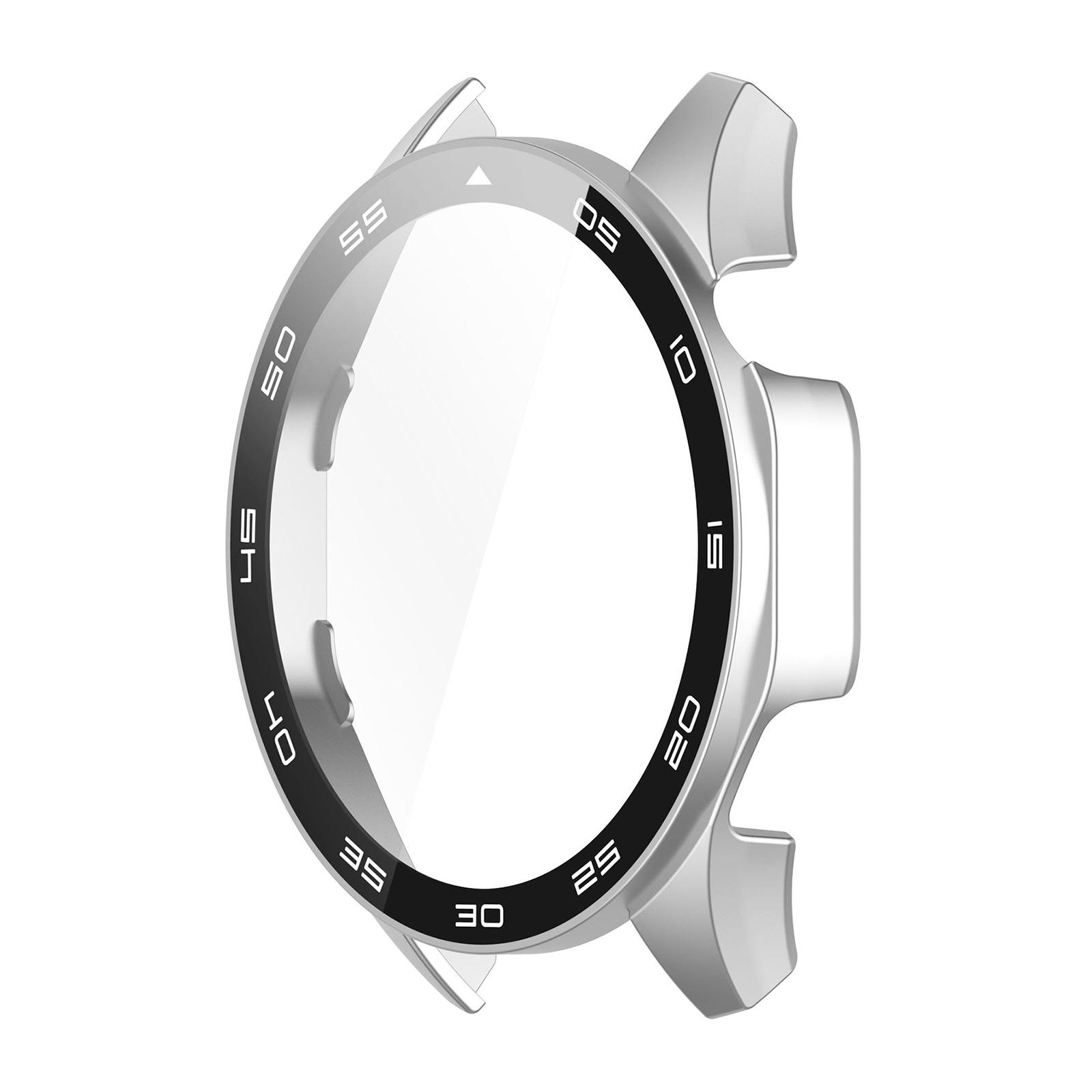 

Tempered Glass Protector for Watch GT4 46mm Smartwatch Bumper Shell Full Protective Cover Scratch Resistant Housing серебряный