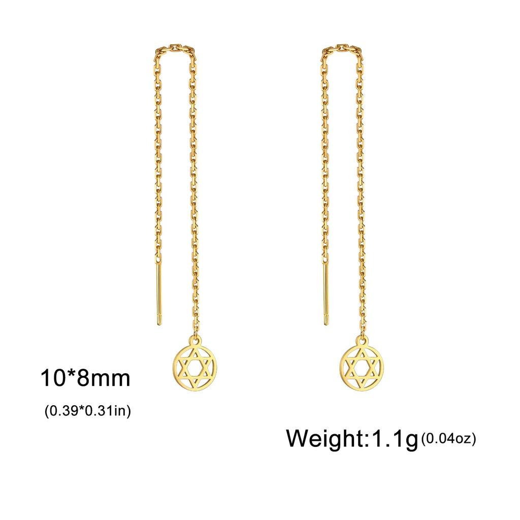 Star of David Round Pendant Earrings Stainless Steel Gold Color Hexagram Je Judaism Earrings Jewelry Wholesale 2026 New
