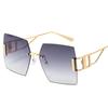 Square Shape Rimless Women's Sunglasses Metal Frame Hollow Out Leg Outdoor Sunglass UV Protection Female Sun Glasses