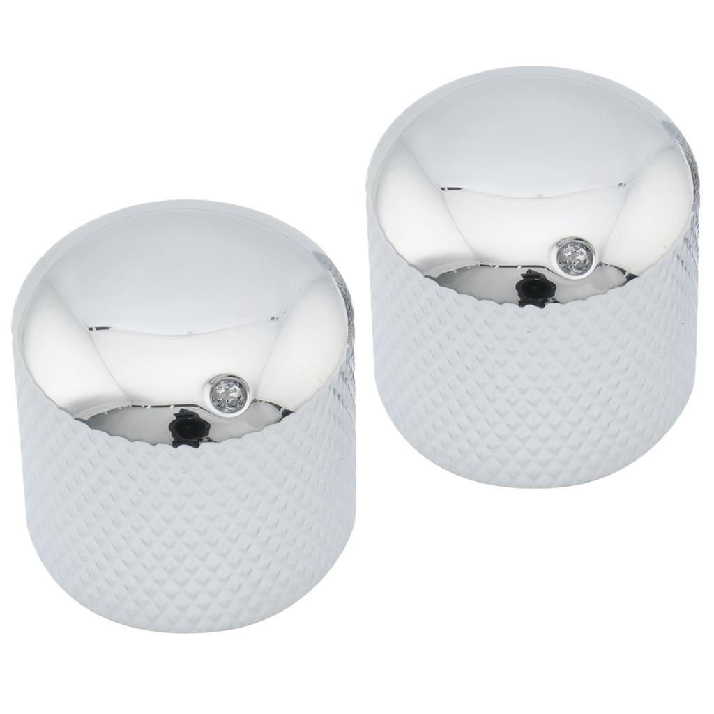 Musiclily Pro Metric Steel Dome Knobs with Indicator Dots for Imported Electric Chrome of Pop-In Guitars/Basses, (Set 2)