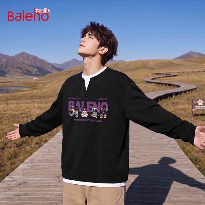 Baleno Men's Casual Crew Neck Graphic Pullover Sweatshirt