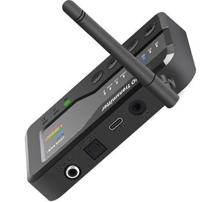 Audio Transmitter Receiver 80M Distance OTG USB Toslink Aptx Adaptive/HD LC3 Wireless Broadcast Coaxial AUX US Plug