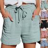 Pantaloncini estivi alla moda da donna, con cinturino a vita alta, a gamba larga, larghi e casual