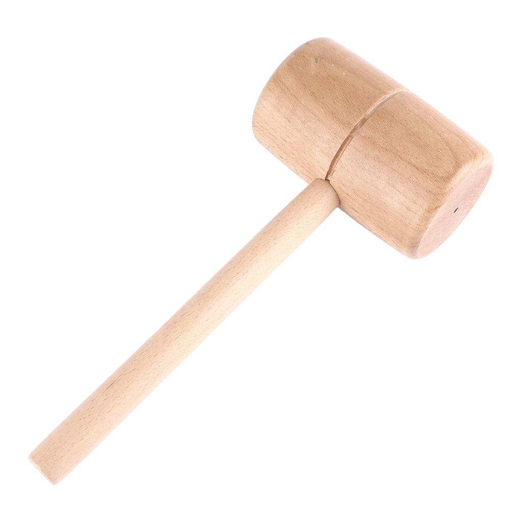 Wooden Mallet Round Head Lightweight Solid Beech Wood Hammer for Woodworking DIY Projects