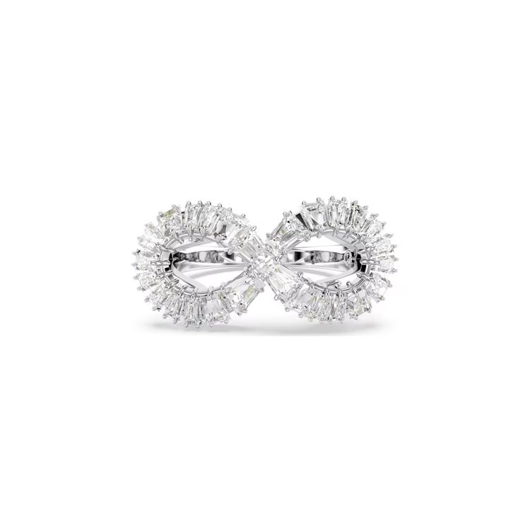 Swarovski Hyperbola Spiral Design Cubic Zirconia Rhodium Plated Ring Women ring Silver 5679698 Box (Random Color),55