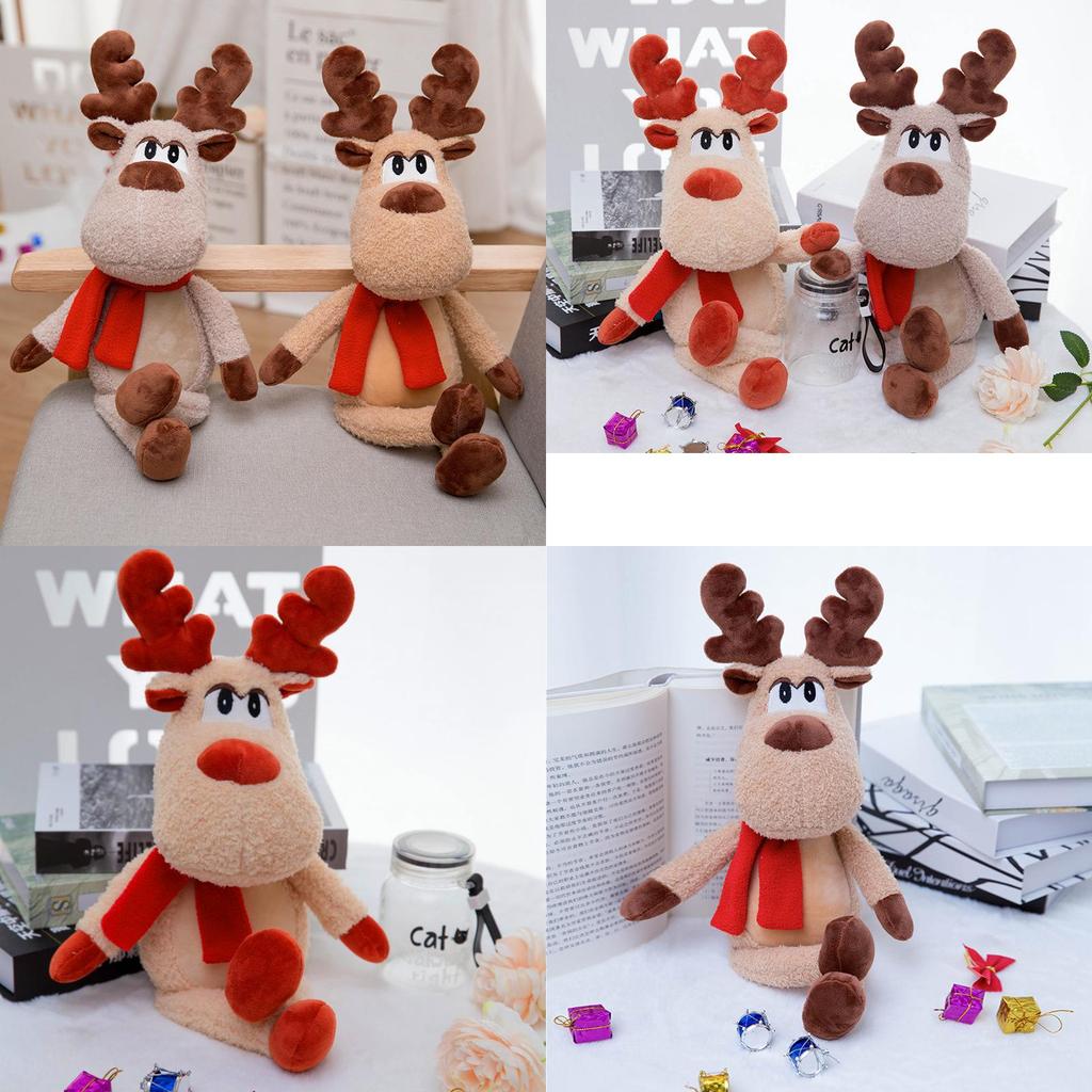 Christmas Reindeer Plush Toy With Pp Cotton Fill For Kids Holiday Decor Gift