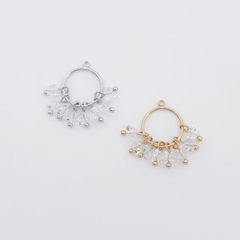 

Circular cubic drop crystal pendant rose gold