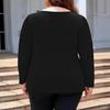 Women's Solid Color Round Neck Pleated Long Sleeved Plus Size Top