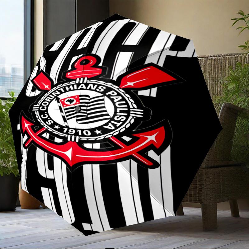 Football Club Emblem Umbrella Folding umbrella, automatic umbrella 8-Frame for Travel, camping Use Gift for Halloween Christmas