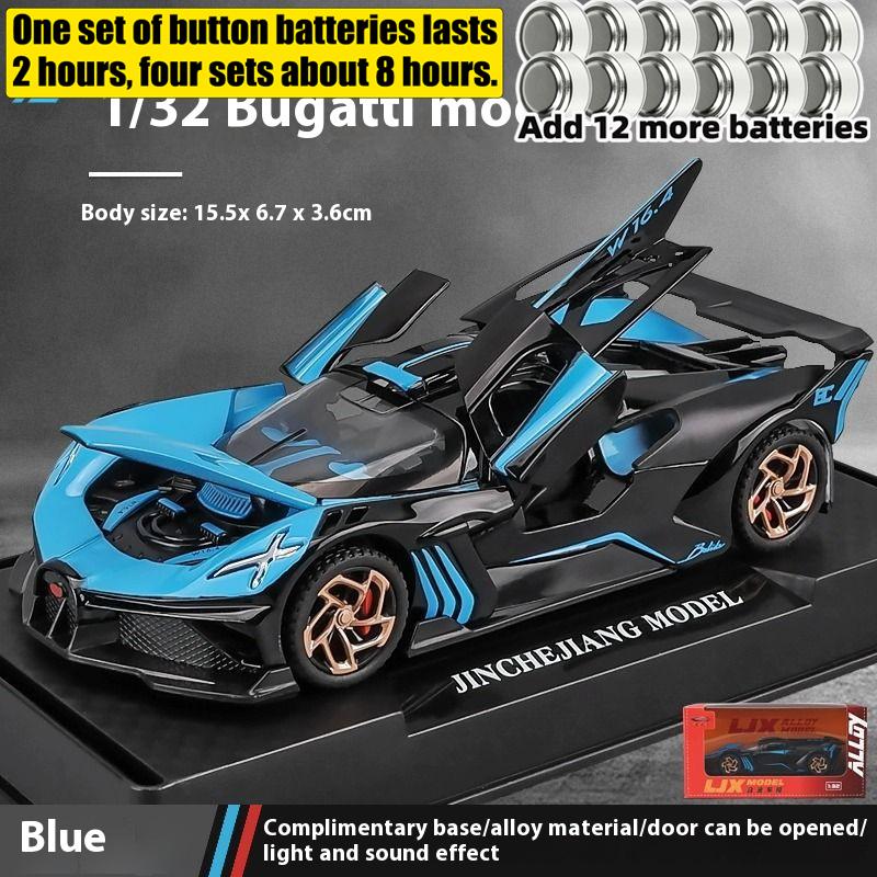 1/32 Bugatti Bolide Miniature GT Die Casting Model Car Metal Alloy Sound & Light Pull Back Children's Toy Car Birthday Gifts Boy
