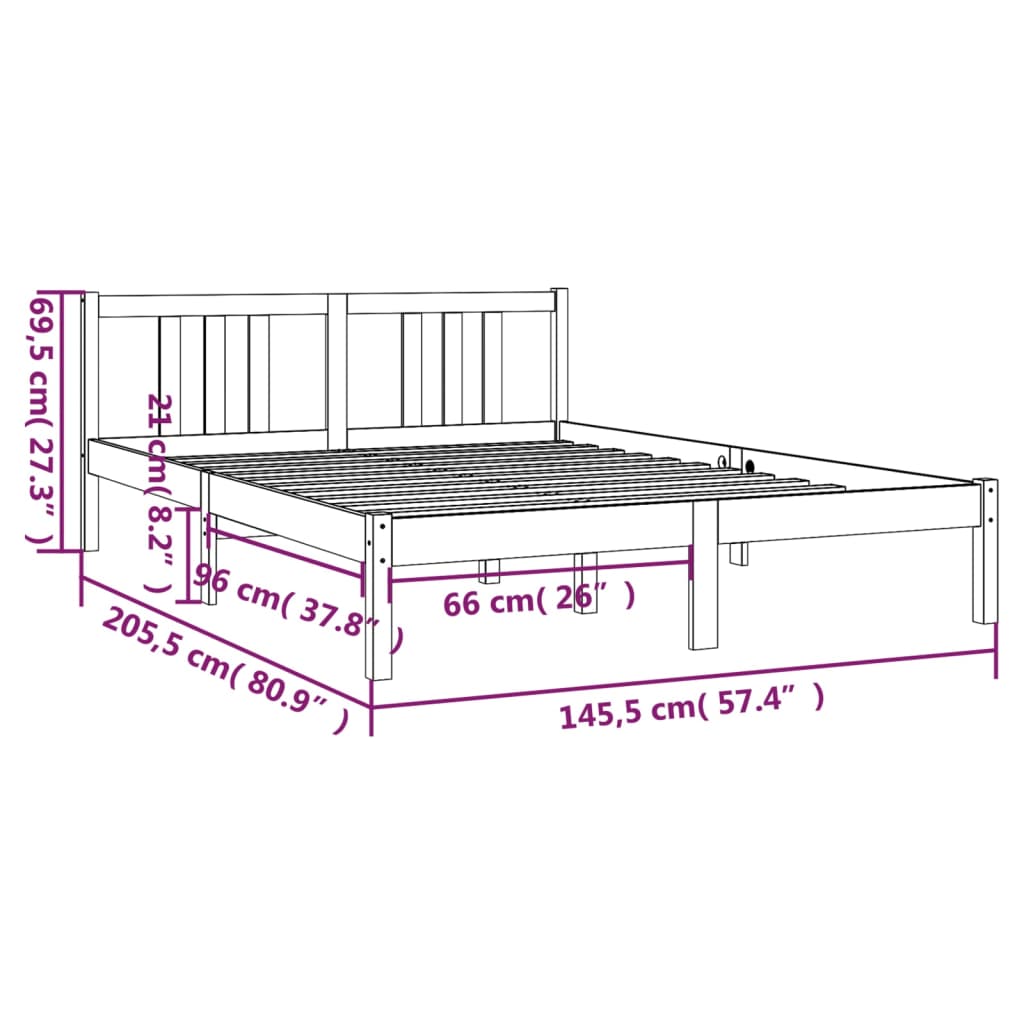 Solid Wood Bed Gray 140 x 200 cm