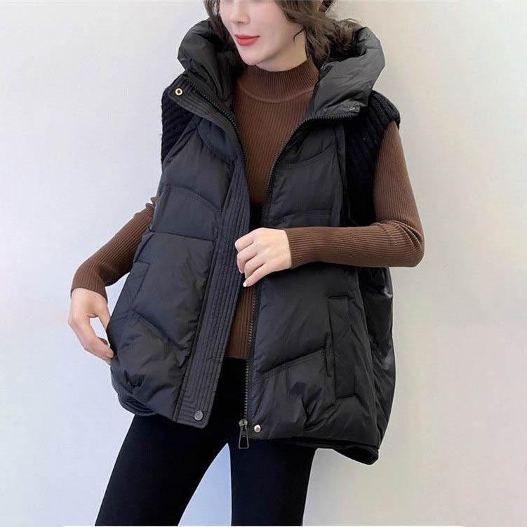 Dámská bunda Puffer Parky Větruodolná Lehká S kapucí Teplá Vesta Dámská Bílé kachní peří Péřová bunda Bez rukávů