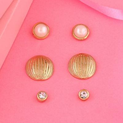 Estelle Valentine's Day Gift for Her Gold Plated Small Round Pearl Stud Earrings for Women