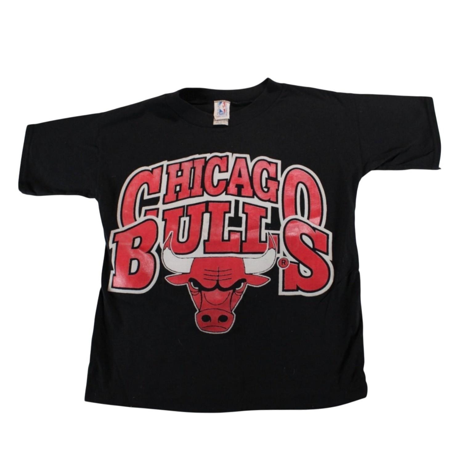 Vintage Chicago Bulls NBA Team Glasgow Black Youth Size 14 Made in USA Unisex T-Shirt XXXL