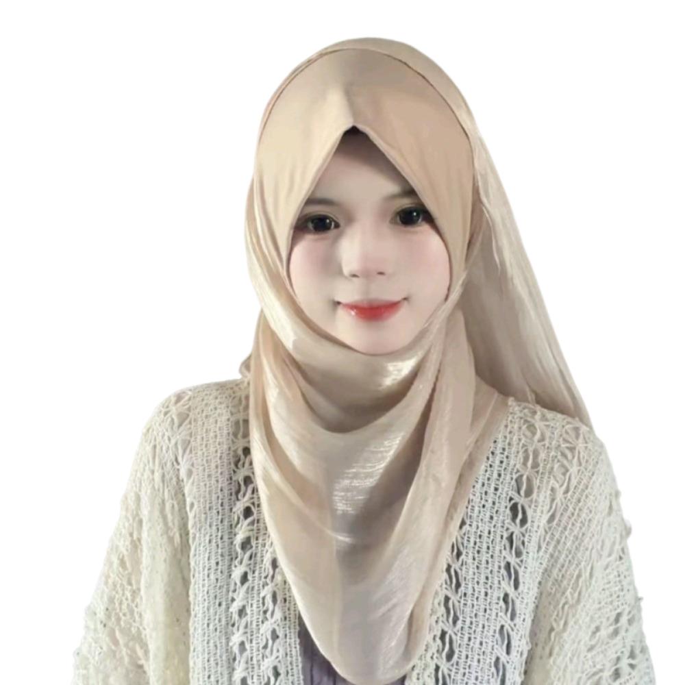Full Coverage Women Veil Headscarf Soft Texture Integrated pullover scarf Easy to Match шампанского