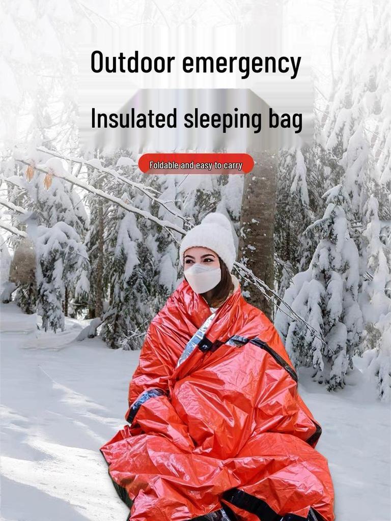 Outdoor Emergency PE Aluminum Film Sleeping Bag - Cold Relief, Warmth, Rain Protection, and Tent Storage