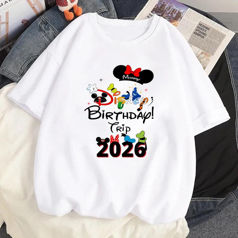 2026   Trip Mickey Minnie Mouse White TShirts Y2k Fashion Unisex Streetwear Casual Tops Cotton Casual Loose Short Sleeve