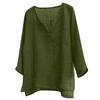 Men's Casual Linen Cotton Blend Three Quarter Sleeve Shirt Loose Fit Lightweight Breathable Summer Top