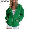 BITCED Unisex Fleece-Lined Hooded Sweatshirt Casual Cardigan with Zip-Up Front