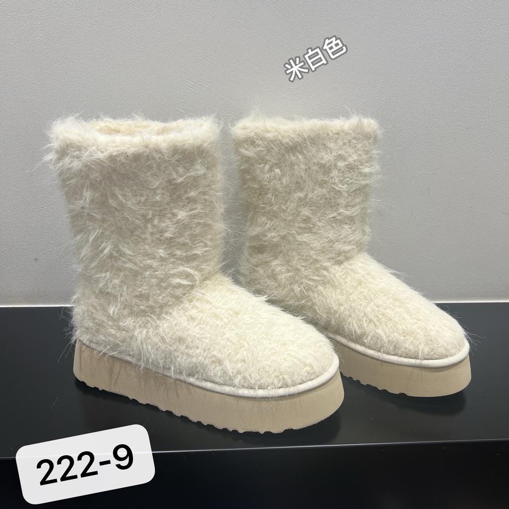 2025 Autumn and Winter New Round-headed Mink Hairy Medium Tube Warm Velvet Snow Boots Fashionable Platform Short Boots
