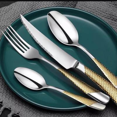4pcs Kitchen Tableware Cutlery Set  Cutlery Set Stainless Steel Luxury Dinnerware Fork Spoon Knife Western Dinner Set Gold