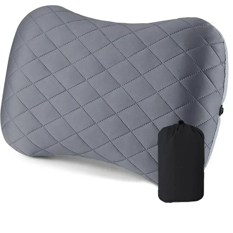 Ultralight Inflatable Camping Travel Pillow with Soft Washable Cover - Ergonomic Inflating Pillows for Neck & Lumbar Support