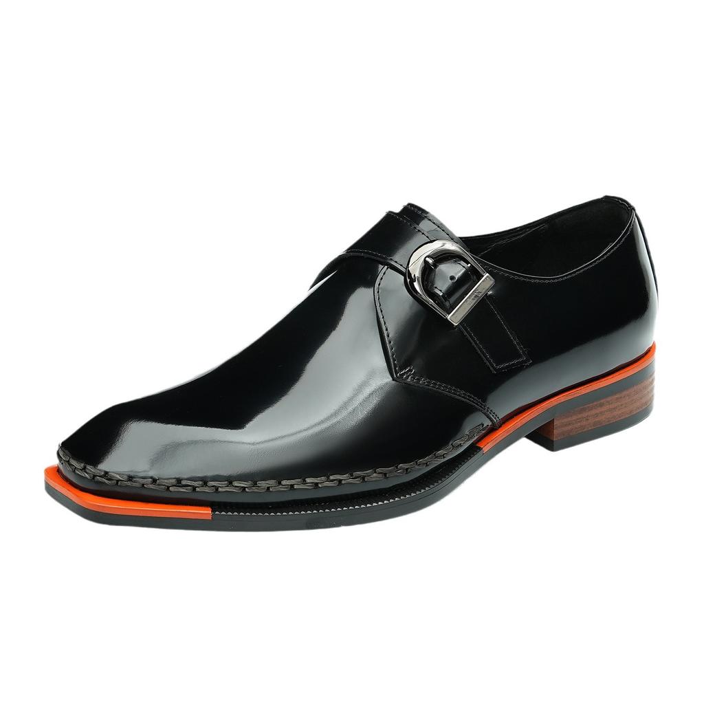 Munch Shoes, Leather Shoes, High-End Patent Leather Glossy Men'S Shoes, British Buckle Business Casual Formal Wear