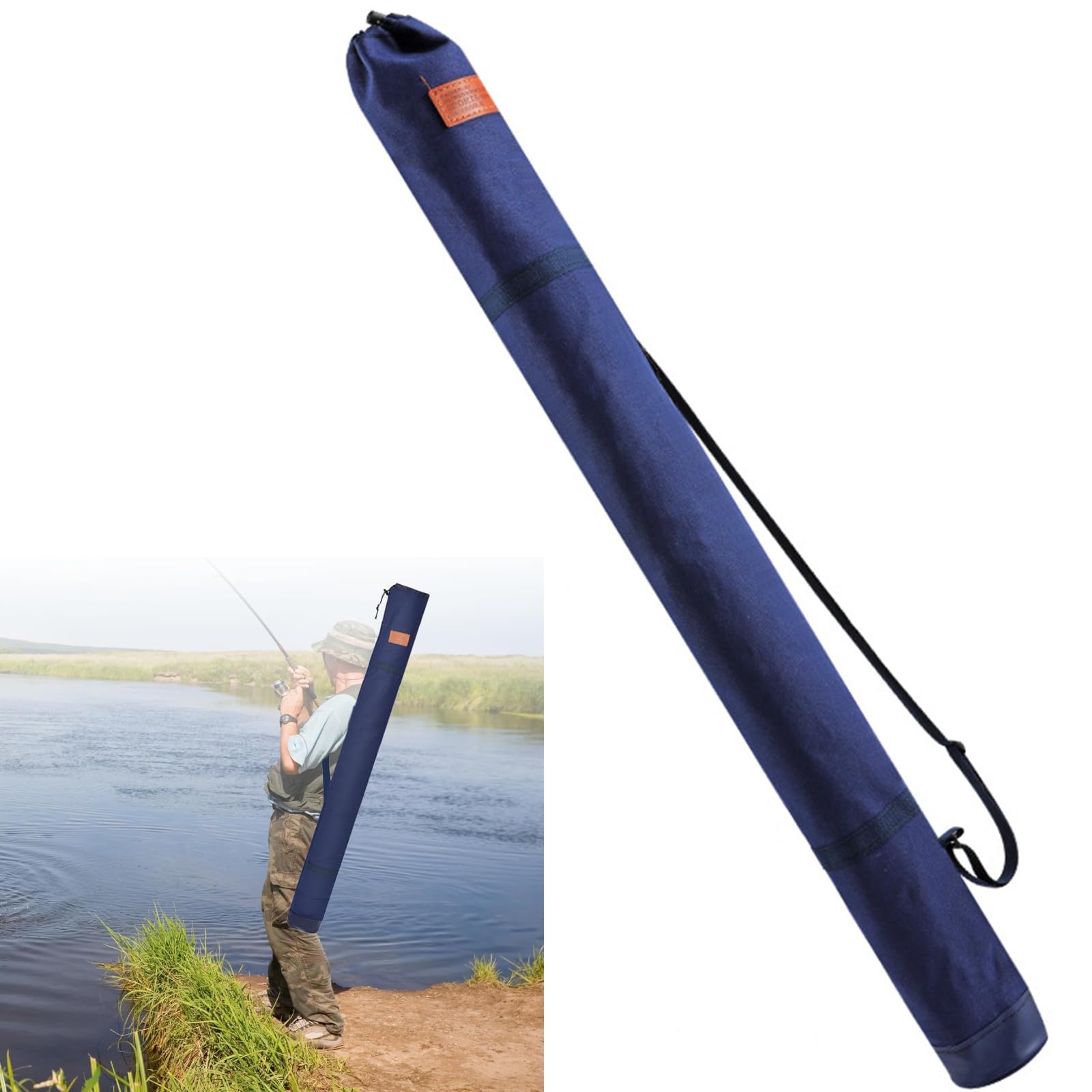 

Portable Foldable Fishing Rod Bag, 130cm Long, Multifunctional Rod Bag for Fishing Rods, Tackle, and Umbrellas, Easy to Carry (Blue)